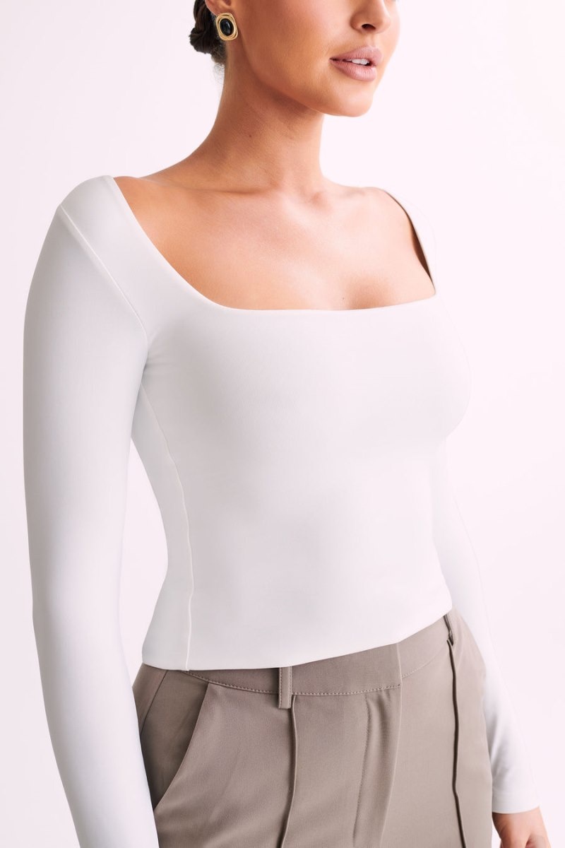 Women's Meshki Bridget Recycled Nylon Long Sleeve Tops White Australia | N5I-0757