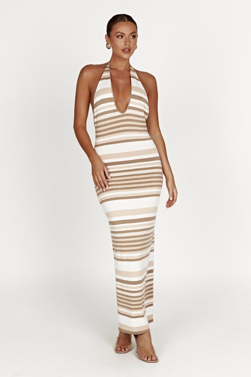 Women's Meshki Brienne Stripe Maxi Dress Cream Australia | T3X-9716