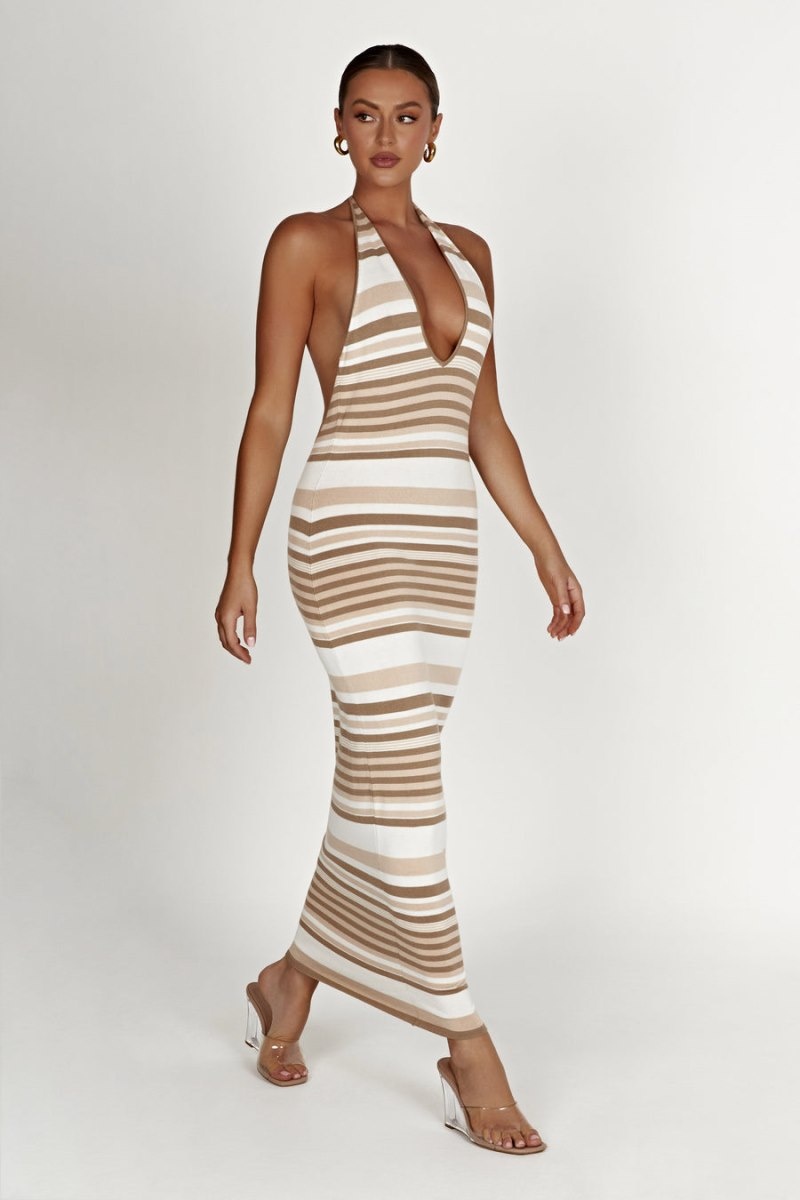 Women's Meshki Brienne Stripe Maxi Dress Cream Australia | T3X-9716