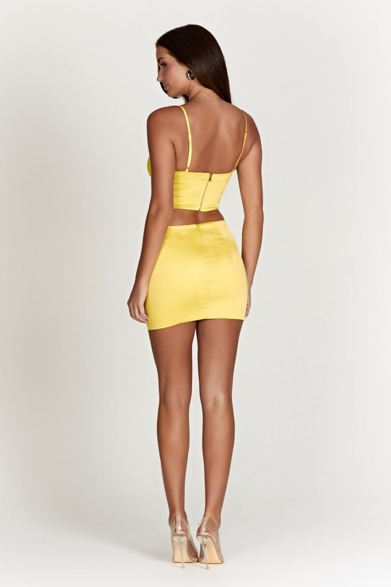 Women's Meshki Briony Low Rise Mini Skirts Lemon Australia | W7V-1266