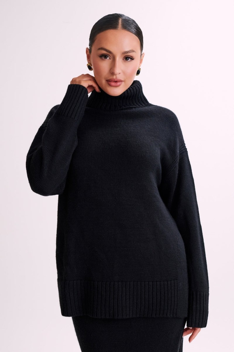 Women's Meshki Brittany High Neck Knit Jumper Black Australia | S0X-5912