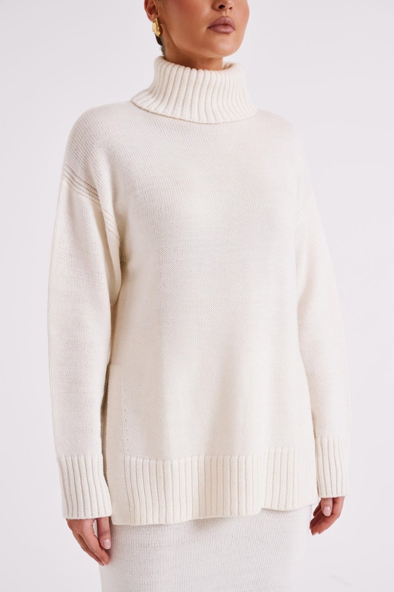 Women's Meshki Brittany High Neck Knit Jumper White Australia | T2U-4874