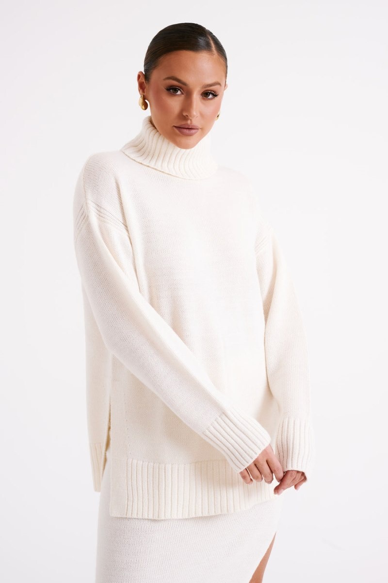 Women's Meshki Brittany High Neck Knit Jumper White Australia | T2U-4874