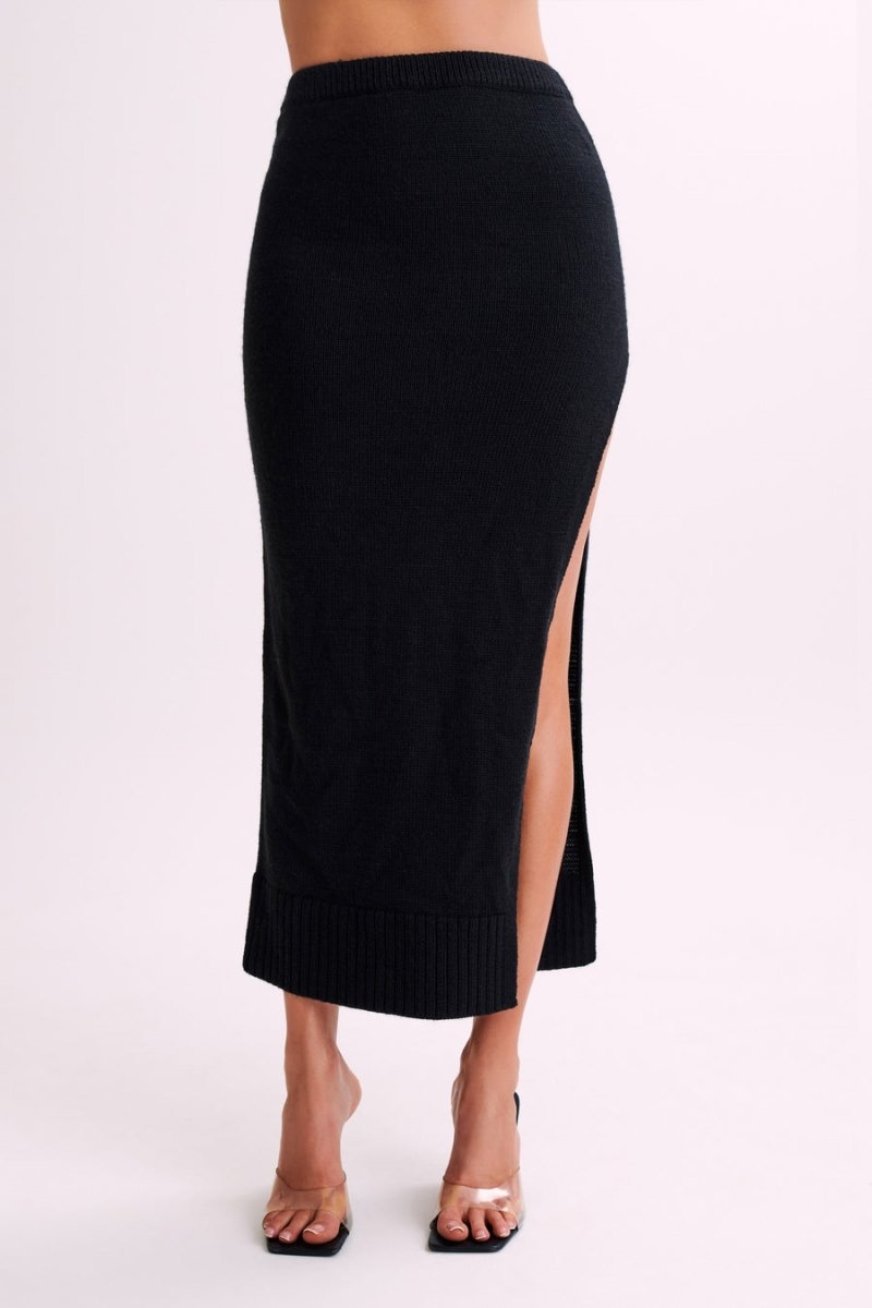 Women's Meshki Brittany Knit Midi Skirts Black Australia | Z6K-2925