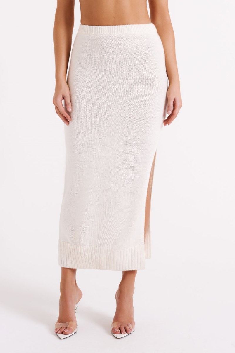 Women's Meshki Brittany Knit Midi Skirts White Australia | A9Z-8549