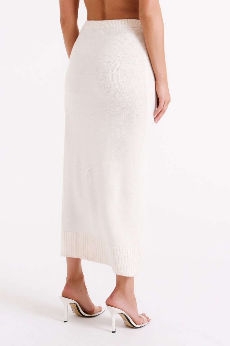 Women's Meshki Brittany Knit Midi Skirts White Australia | A9Z-8549