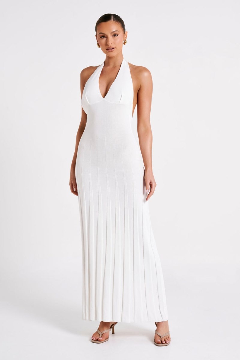 Women's Meshki Caity Ribbed Halter Maxi Dress White Australia | L1A-7521