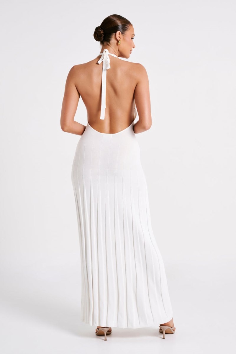 Women's Meshki Caity Ribbed Halter Maxi Dress White Australia | L1A-7521