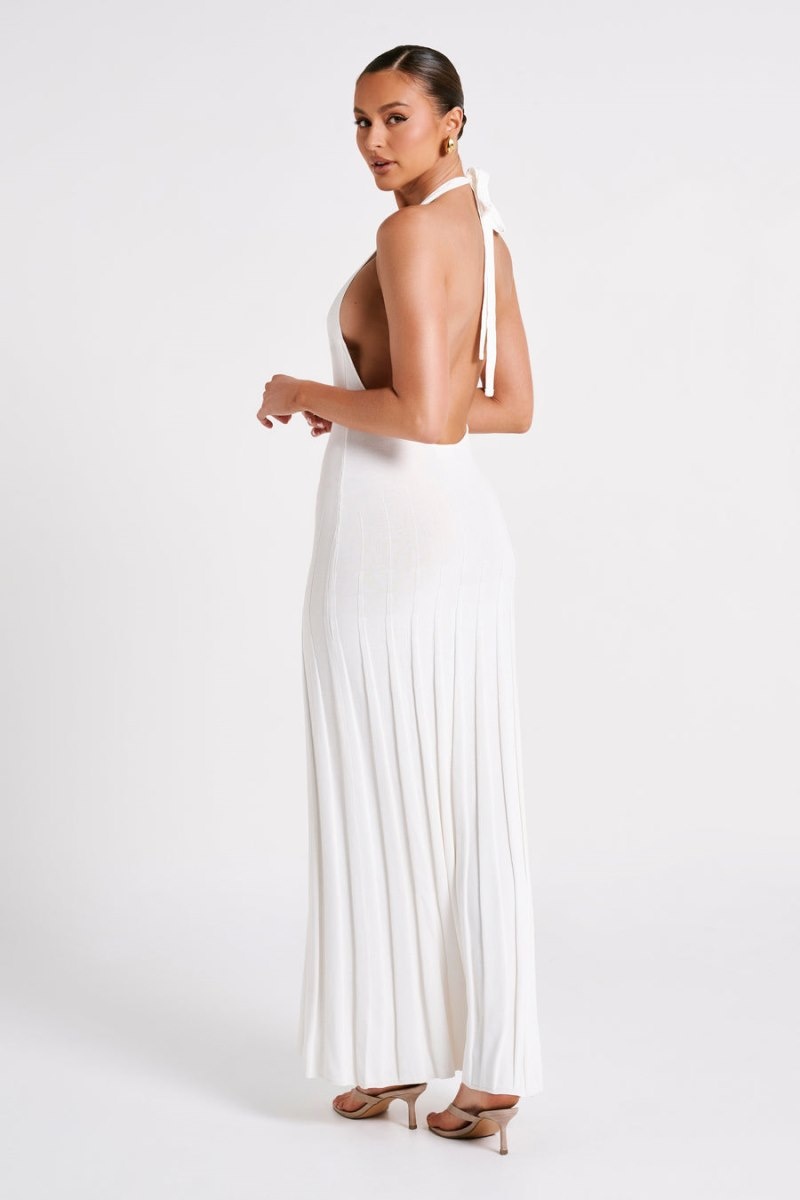 Women's Meshki Caity Ribbed Halter Maxi Dress White Australia | L1A-7521