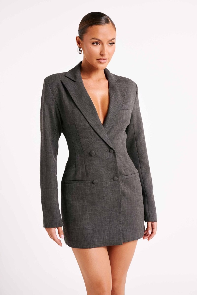 Women\'s Meshki Callahan Textured Blazer Mini Dress Deep Grey Australia | I4N-2503