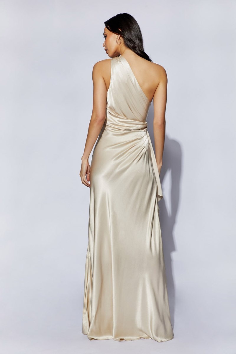 Women's Meshki Calliope One Shoulder Maxi Dress Beige Australia | N2K-8281