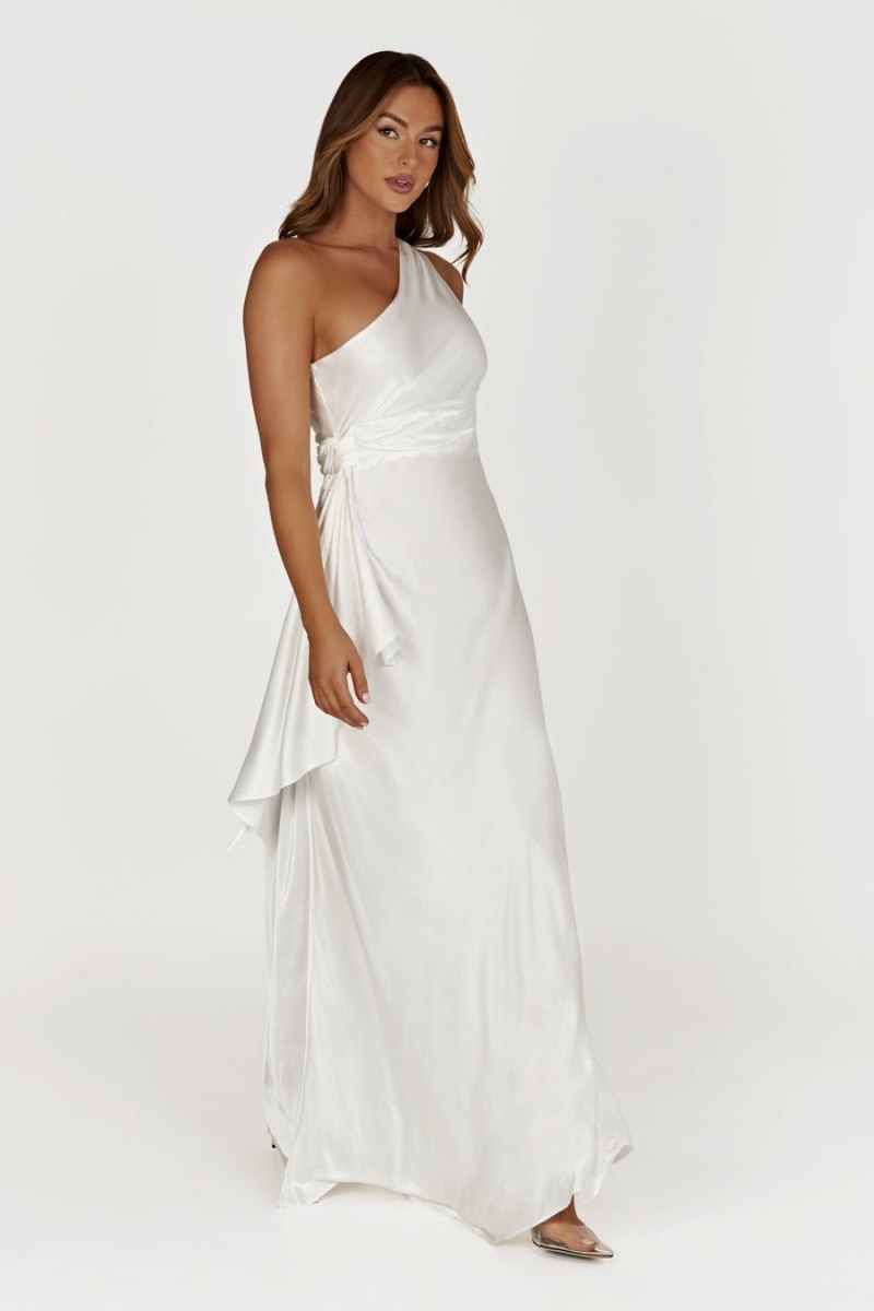 Women's Meshki Calliope One Shoulder Maxi Dress White Australia | Y4H-3499