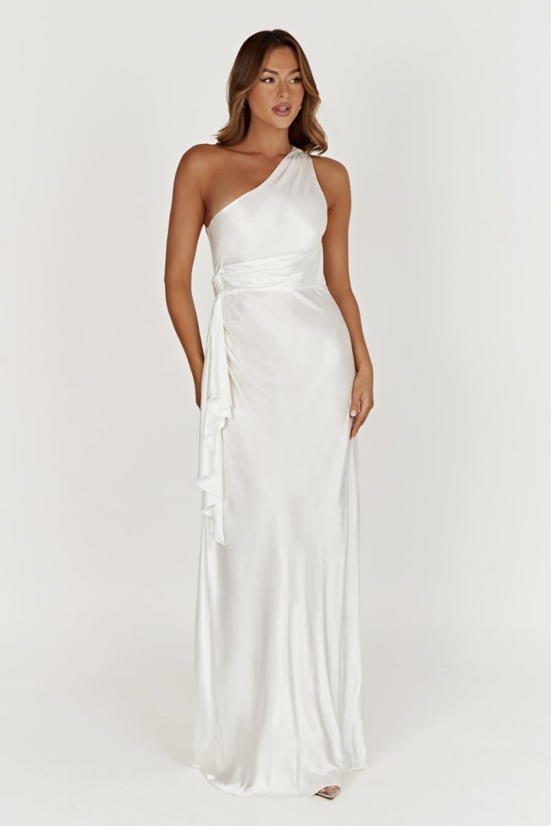 Women's Meshki Calliope One Shoulder Maxi Dress White Australia | Y4H-3499