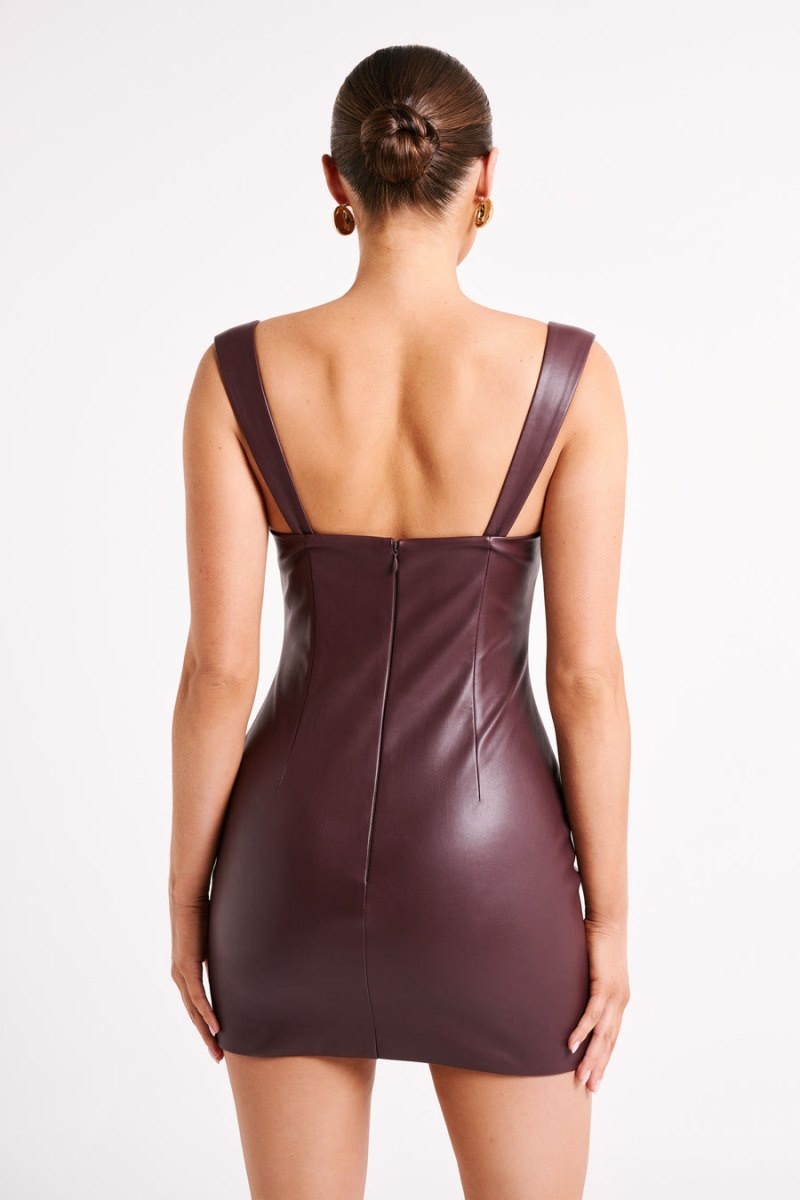 Women's Meshki Cara Faux Leather Mini Dress Purple Australia | M0H-1184