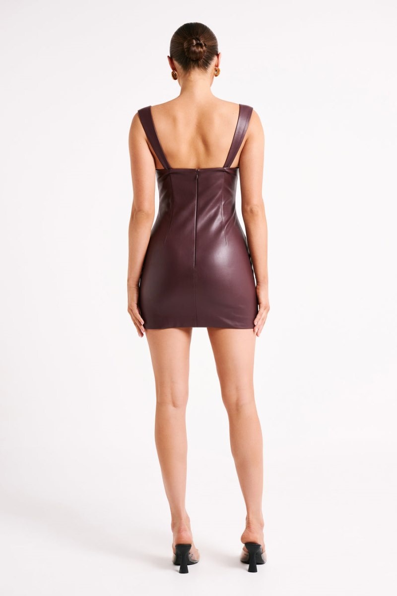 Women's Meshki Cara Faux Leather Mini Dress Purple Australia | M0H-1184