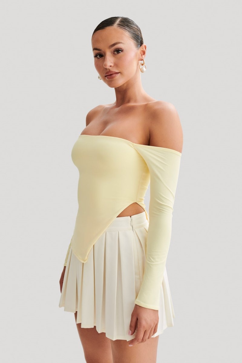 Women's Meshki Carmen Recycled Nylon Off Shoulder Tops Lemon Australia | Q3F-7502