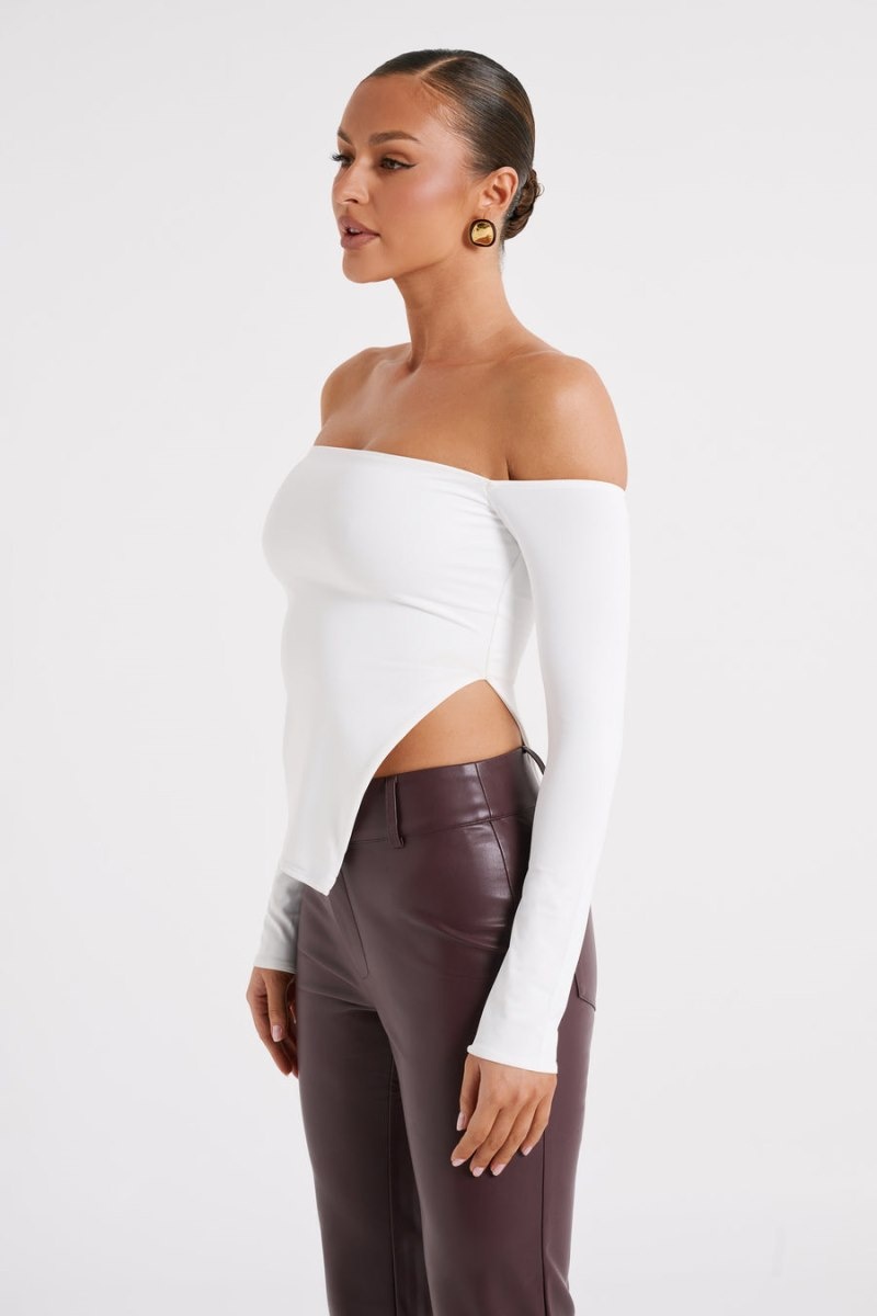 Women's Meshki Carmen Recycled Nylon Off Shoulder Tops White Australia | D1C-6598