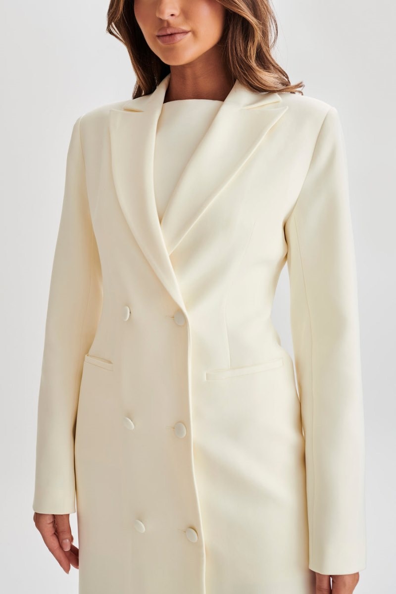 Women's Meshki Carver Suiting Trench Coat White Australia | R7O-6458