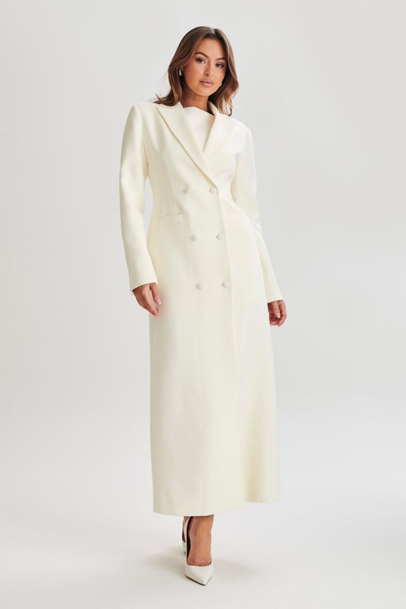 Women's Meshki Carver Suiting Trench Coat White Australia | R7O-6458