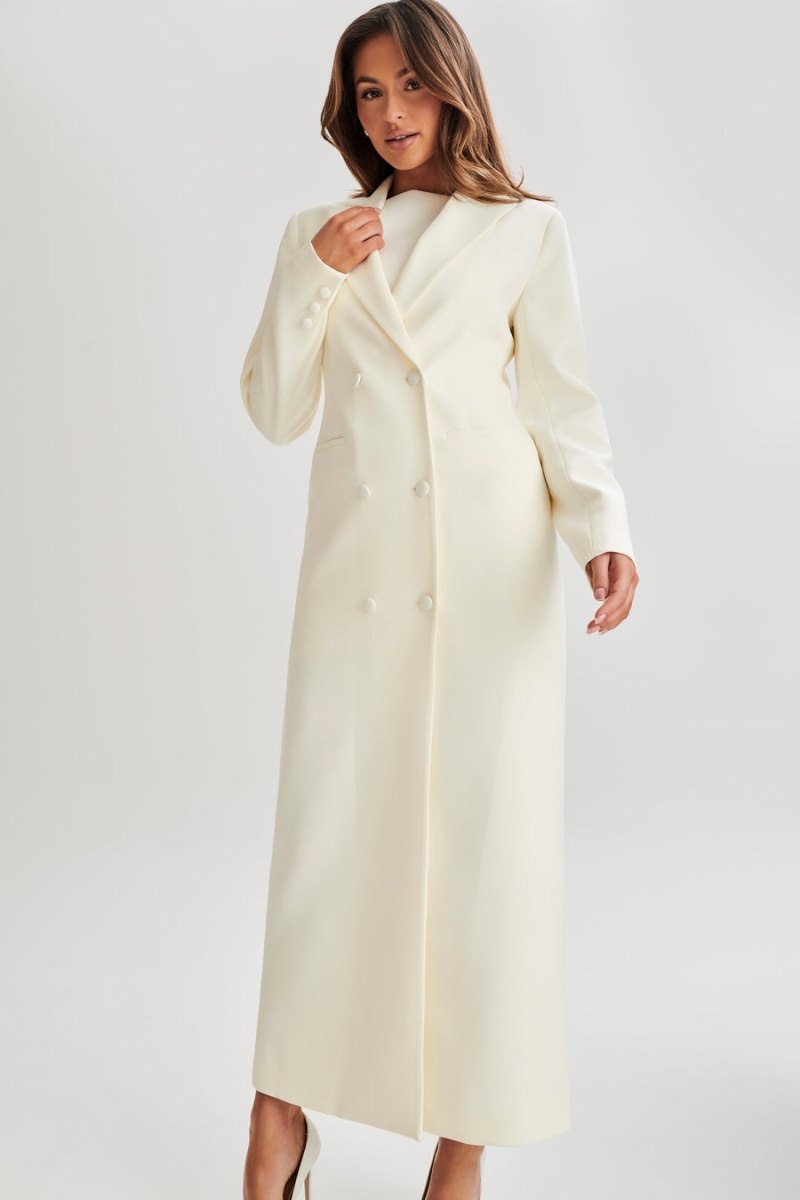 Women's Meshki Carver Suiting Trench Coat White Australia | R7O-6458