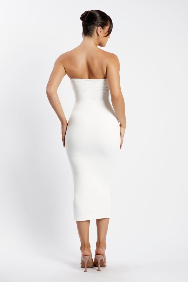 Women's Meshki Cassidy Strapless Midi Dress White Australia | U9O-9359