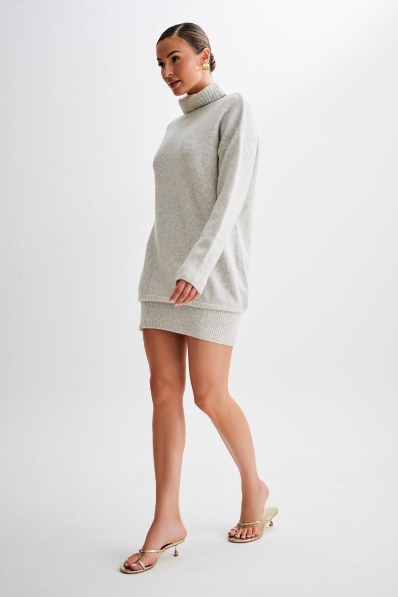 Women's Meshki Celeste Long Sleeve Knit Mini Dress Grey Australia | U8X-1082