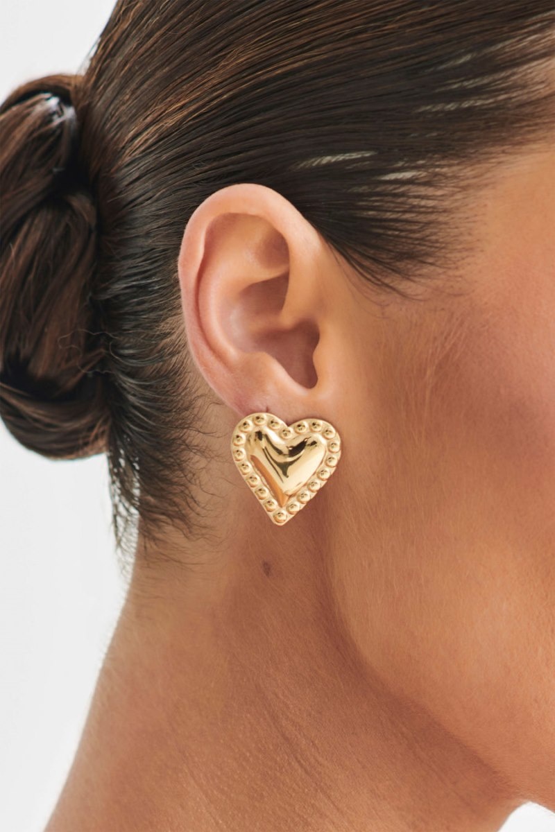 Women's Meshki Cera Heart Earrings Gold Australia | C2Q-3510