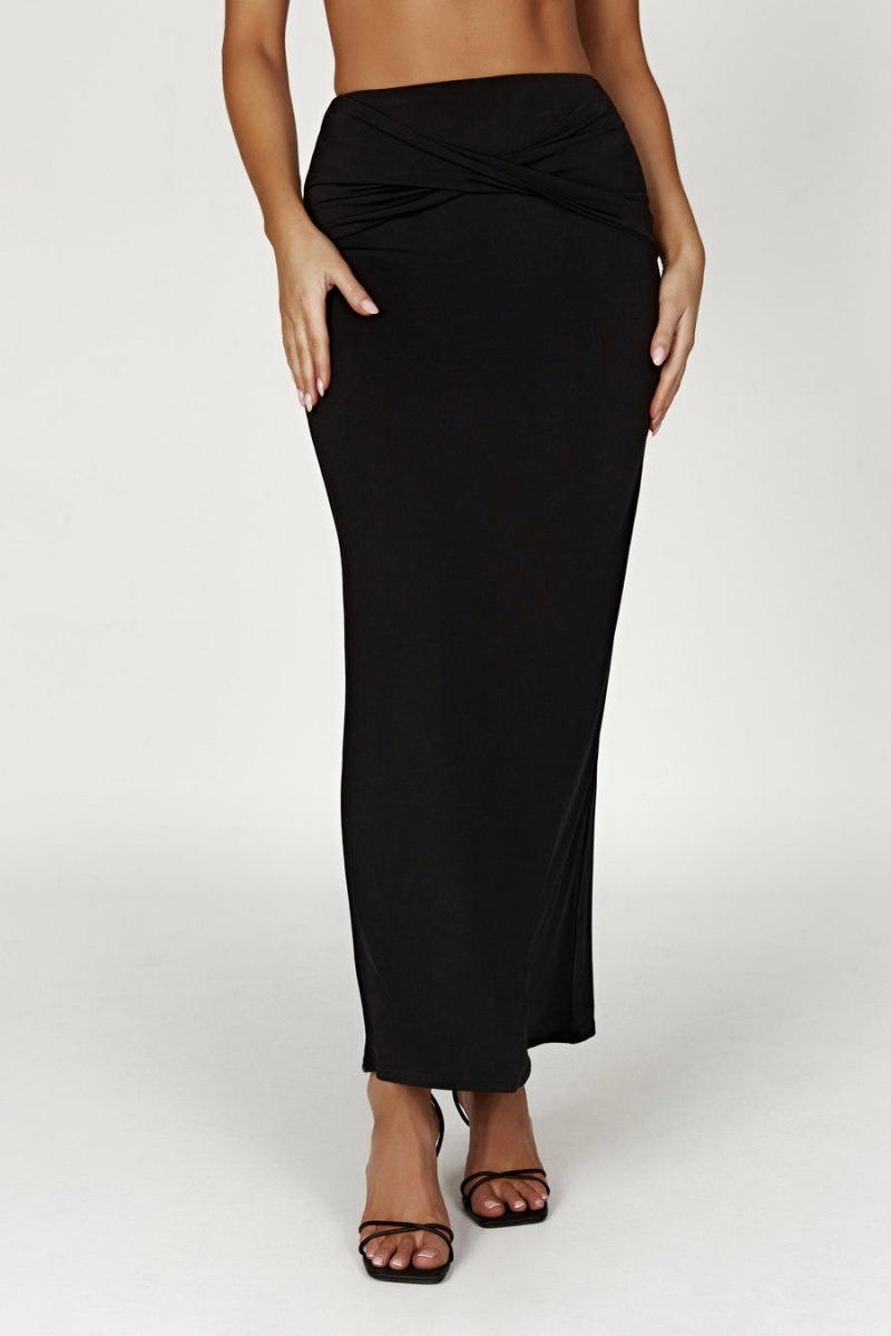 Women's Meshki Ceri Maxi Twist Skirts Black Australia | E8F-5773