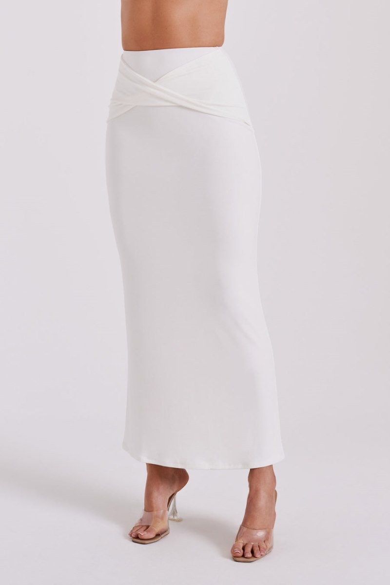 Women's Meshki Ceri Maxi Twist Skirts White Australia | O5I-6025