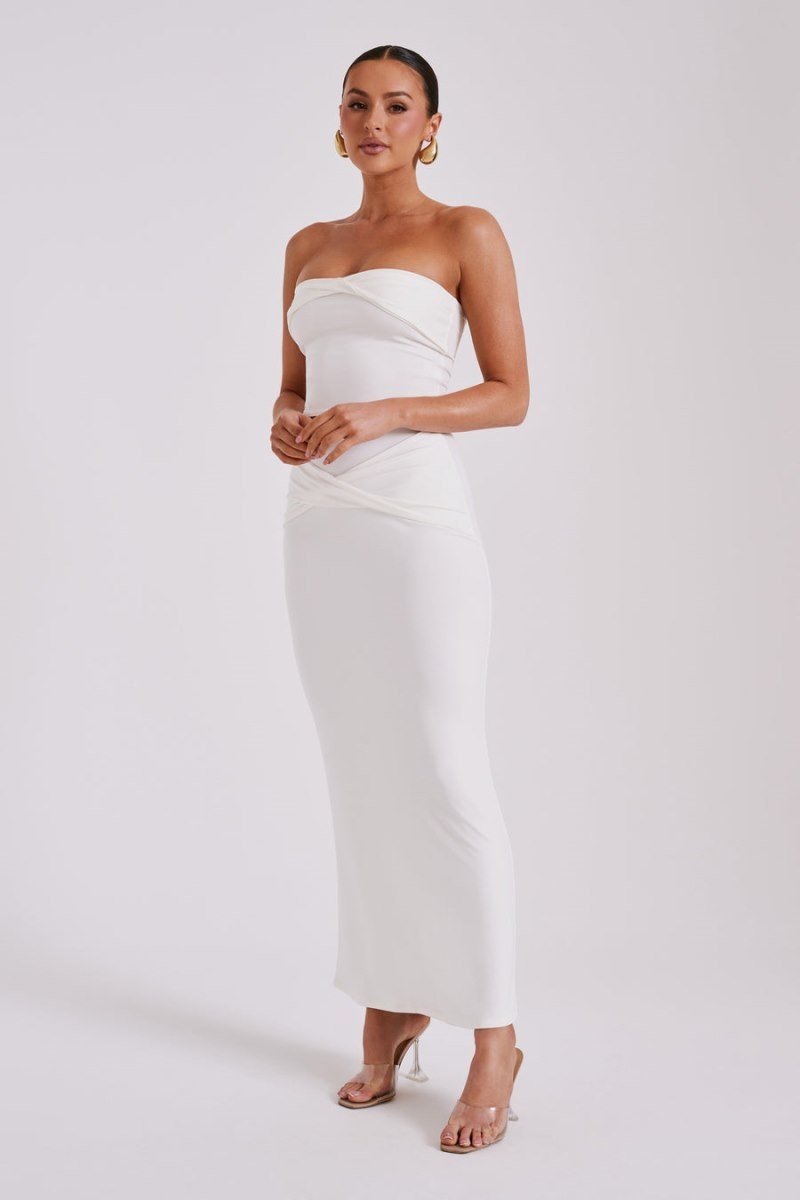 Women's Meshki Ceri Maxi Twist Skirts White Australia | O5I-6025