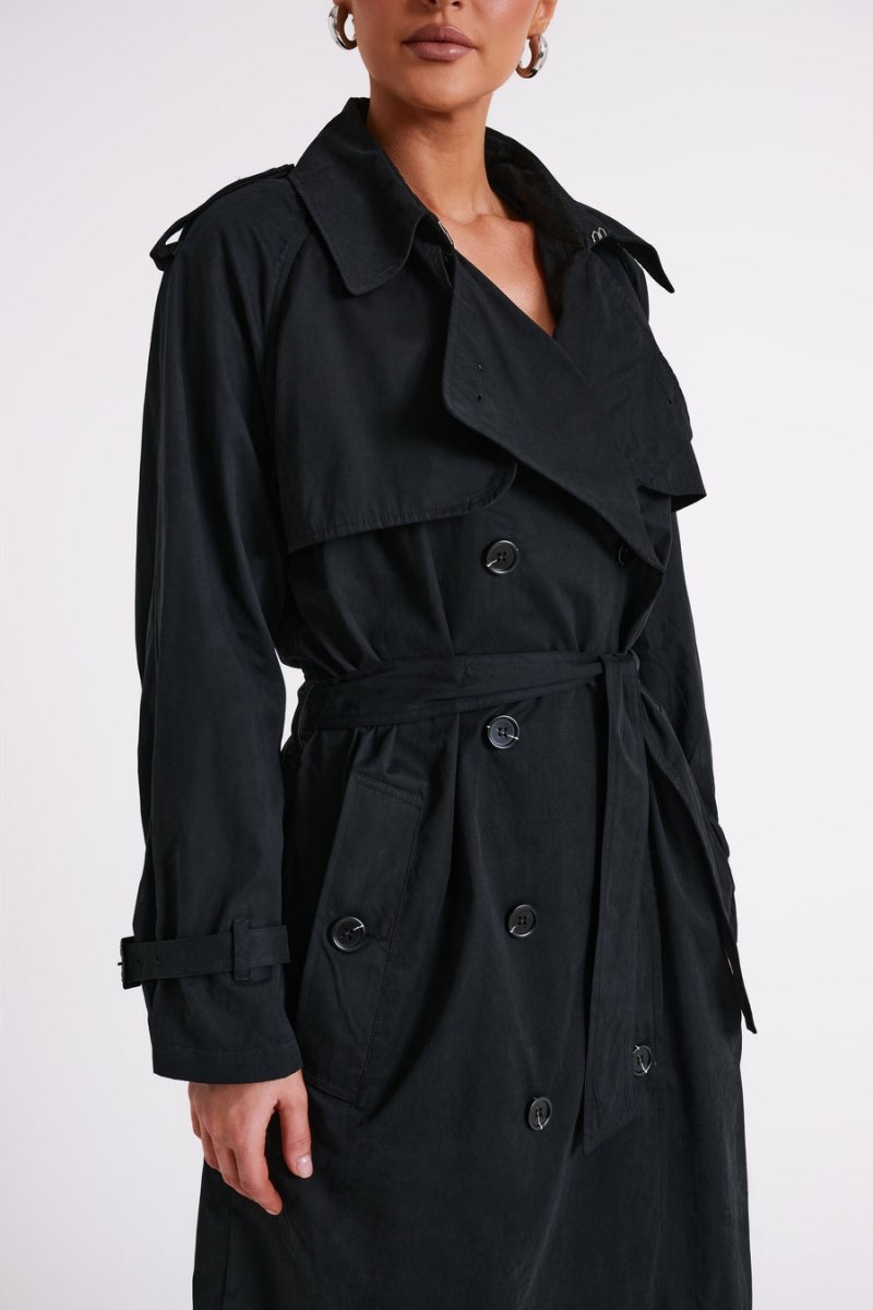 Women's Meshki Channing Belt Trench Coat Black Australia | L8K-7190