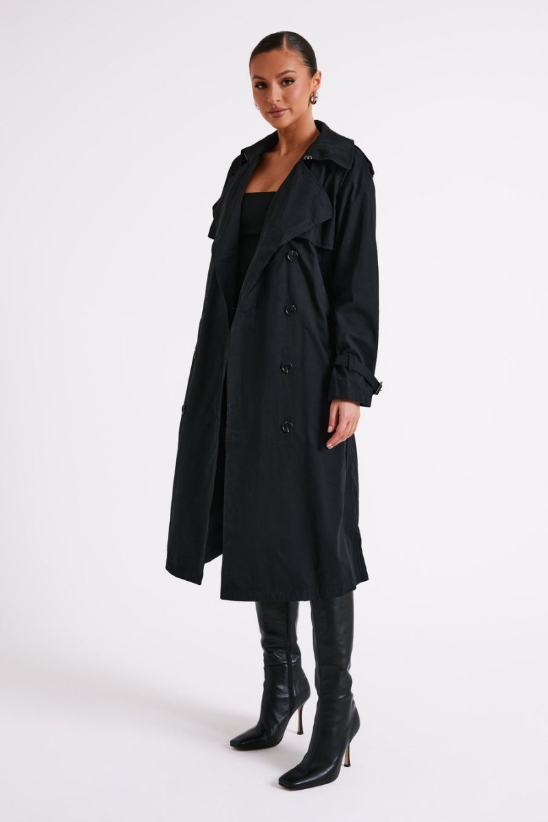 Women's Meshki Channing Belt Trench Coat Black Australia | L8K-7190