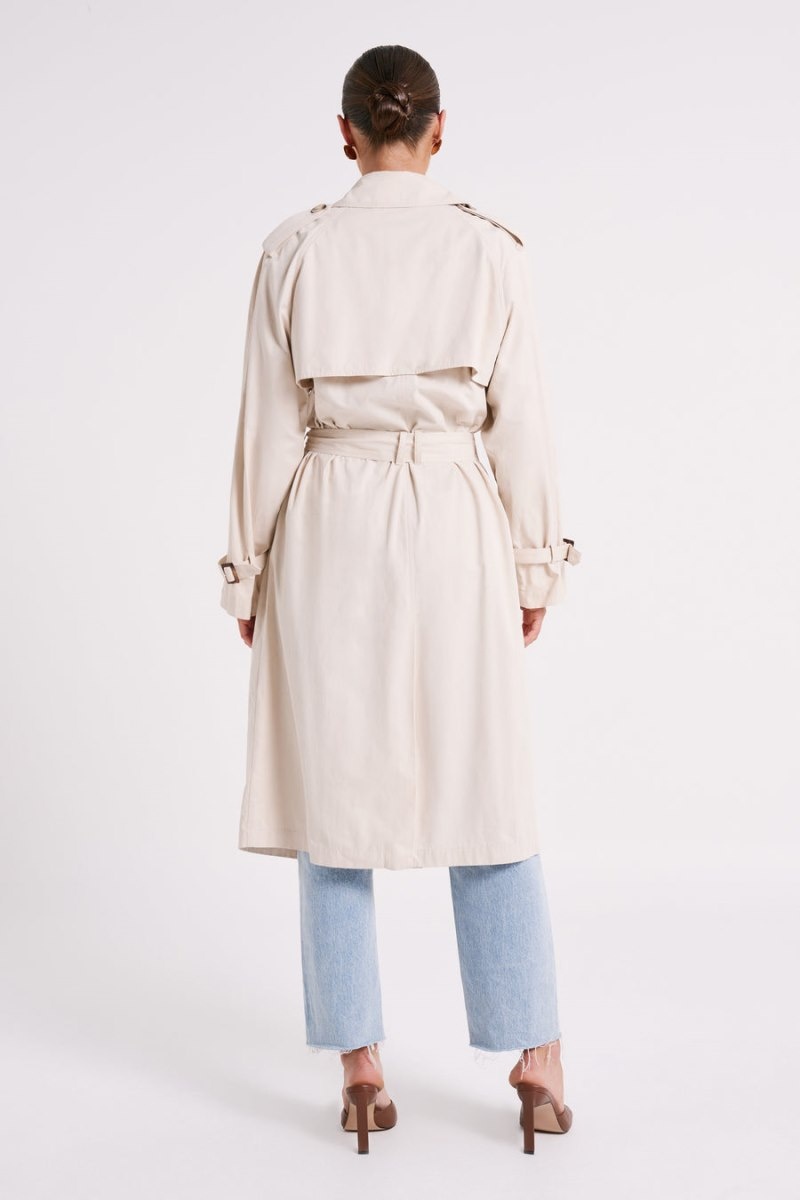 Women's Meshki Channing Belt Trench Coat Cream Australia | R0X-3619