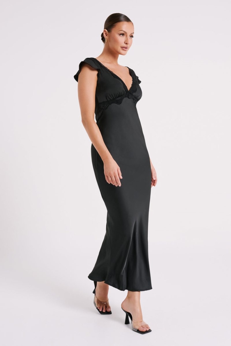 Women's Meshki Chelsea Cap Sleeve Maxi Dress Black Australia | G8M-1491