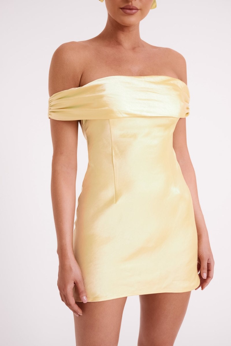 Women's Meshki Cher Satin Strapless Mini Dress Light Yellow Australia | U7D-0608