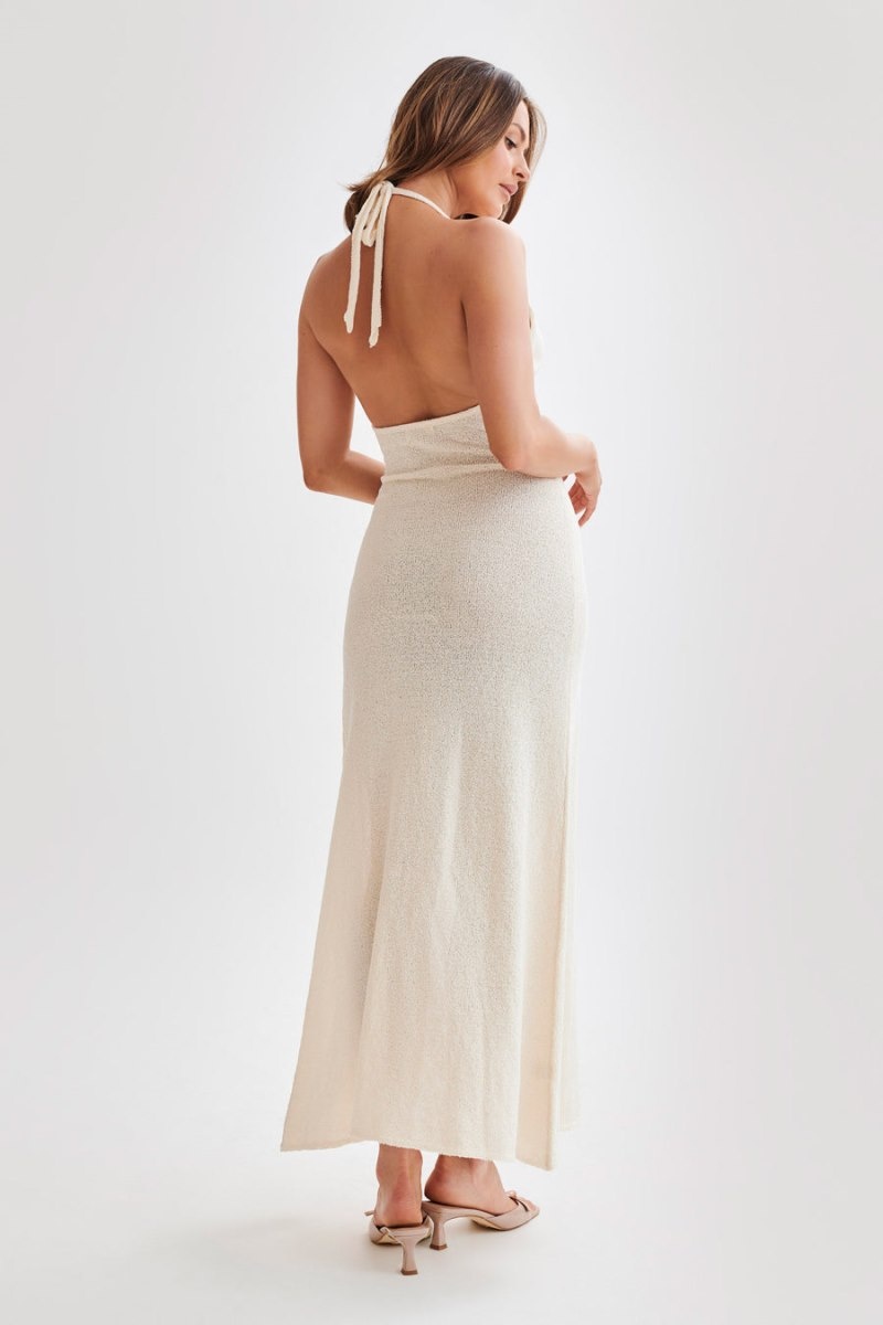 Women's Meshki Cherie Knit Halter Maxi Dress White Australia | O3I-7918