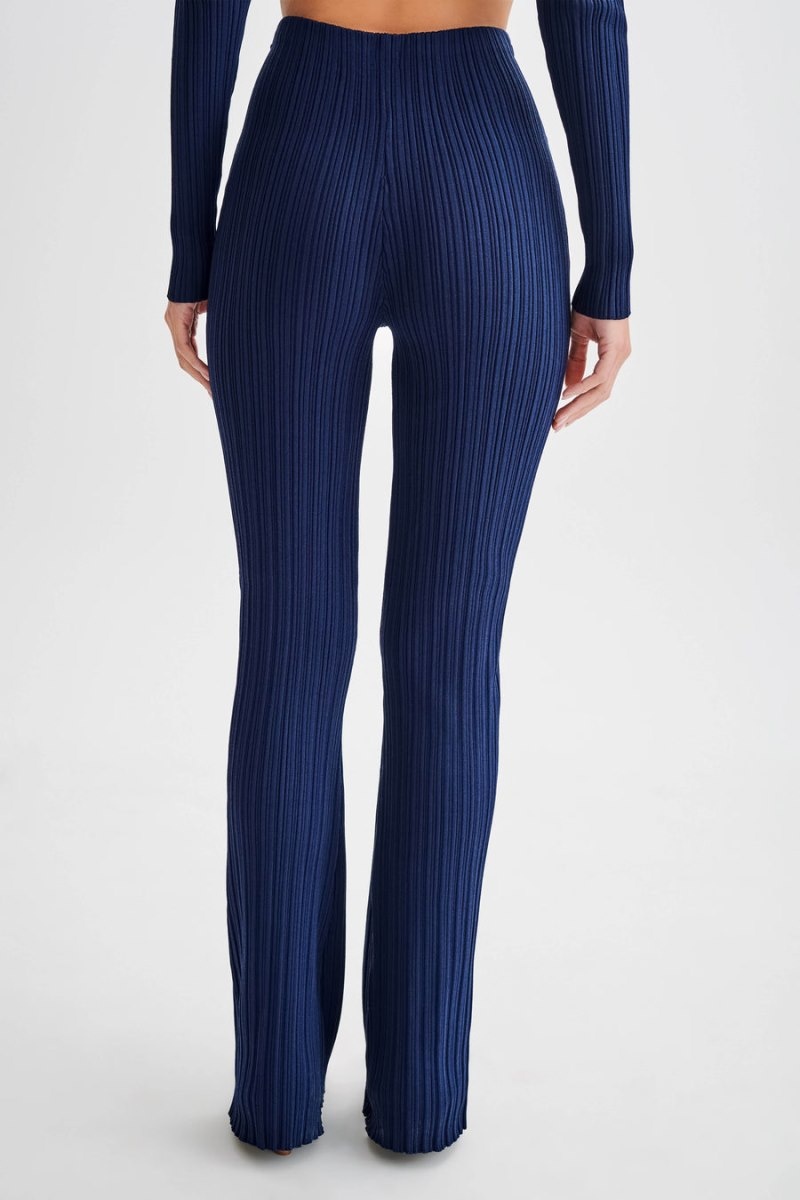 Women's Meshki Chiara Straight Leg Rib Knit Pants Navy Australia | U1R-0979