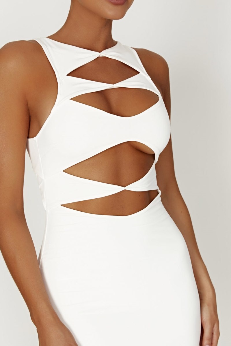 Women's Meshki Chloe Cut Out Maxi Dress White Australia | L9H-9075