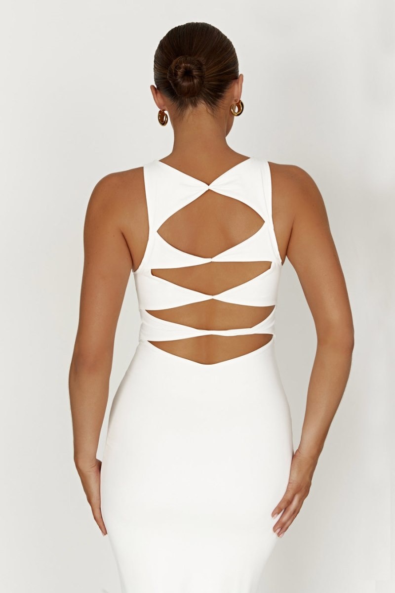 Women's Meshki Chloe Cut Out Maxi Dress White Australia | L9H-9075