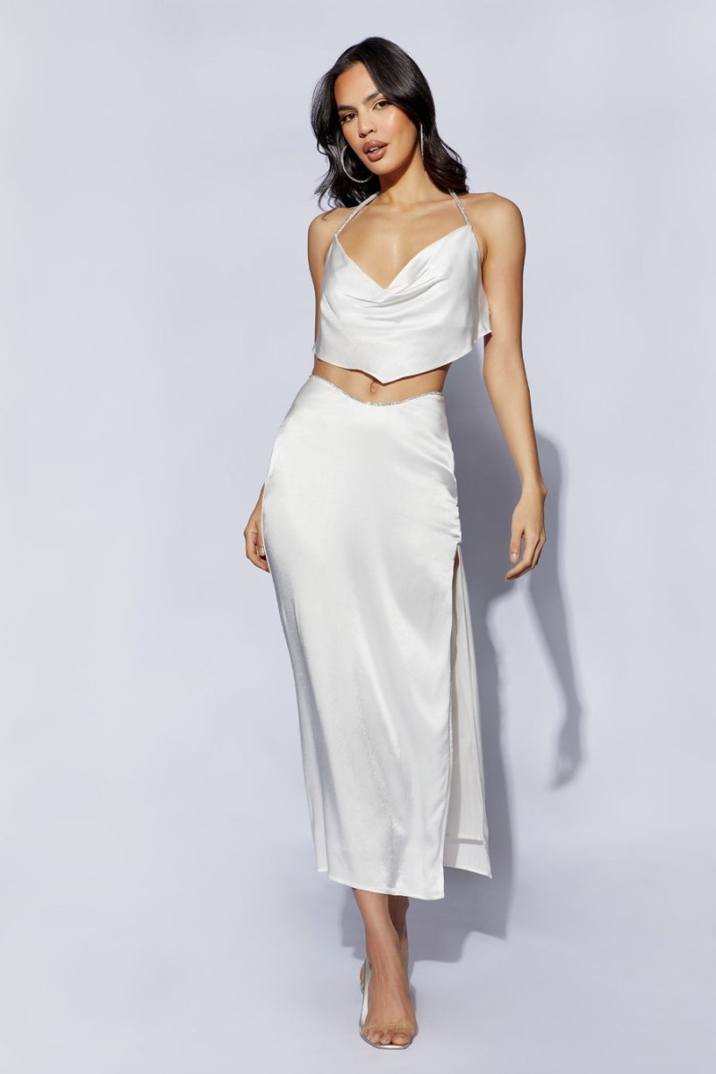 Women's Meshki Christie Diamante Rope Maxi Skirts White Australia | U9P-8686