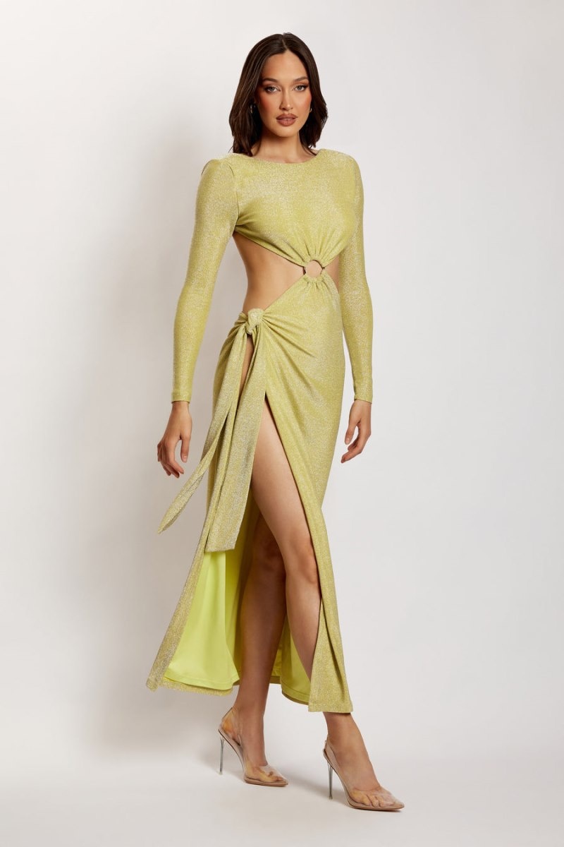 Women's Meshki Christina Backless Wrap Maxi Dress Green Australia | X6S-3387