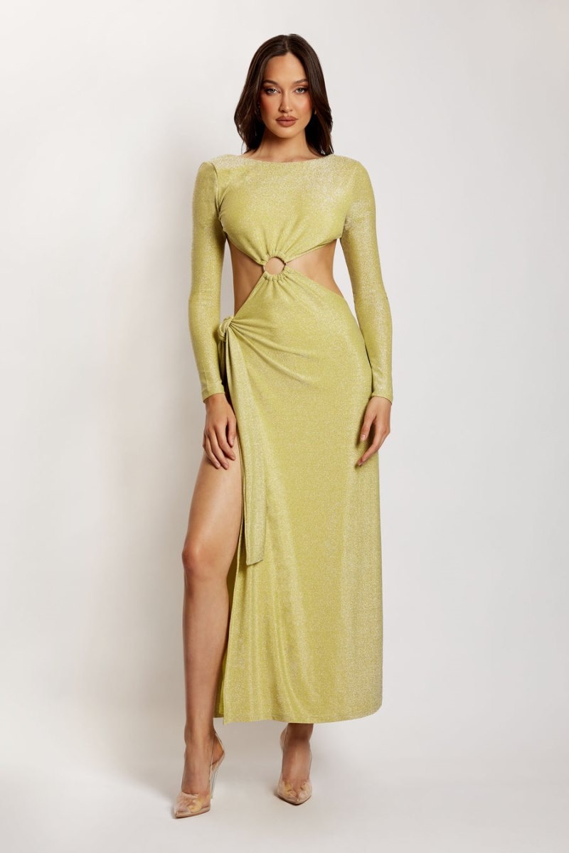 Women's Meshki Christina Backless Wrap Maxi Dress Green Australia | X6S-3387