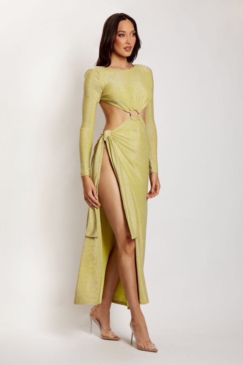 Women's Meshki Christina Backless Wrap Maxi Dress Green Australia | X6S-3387