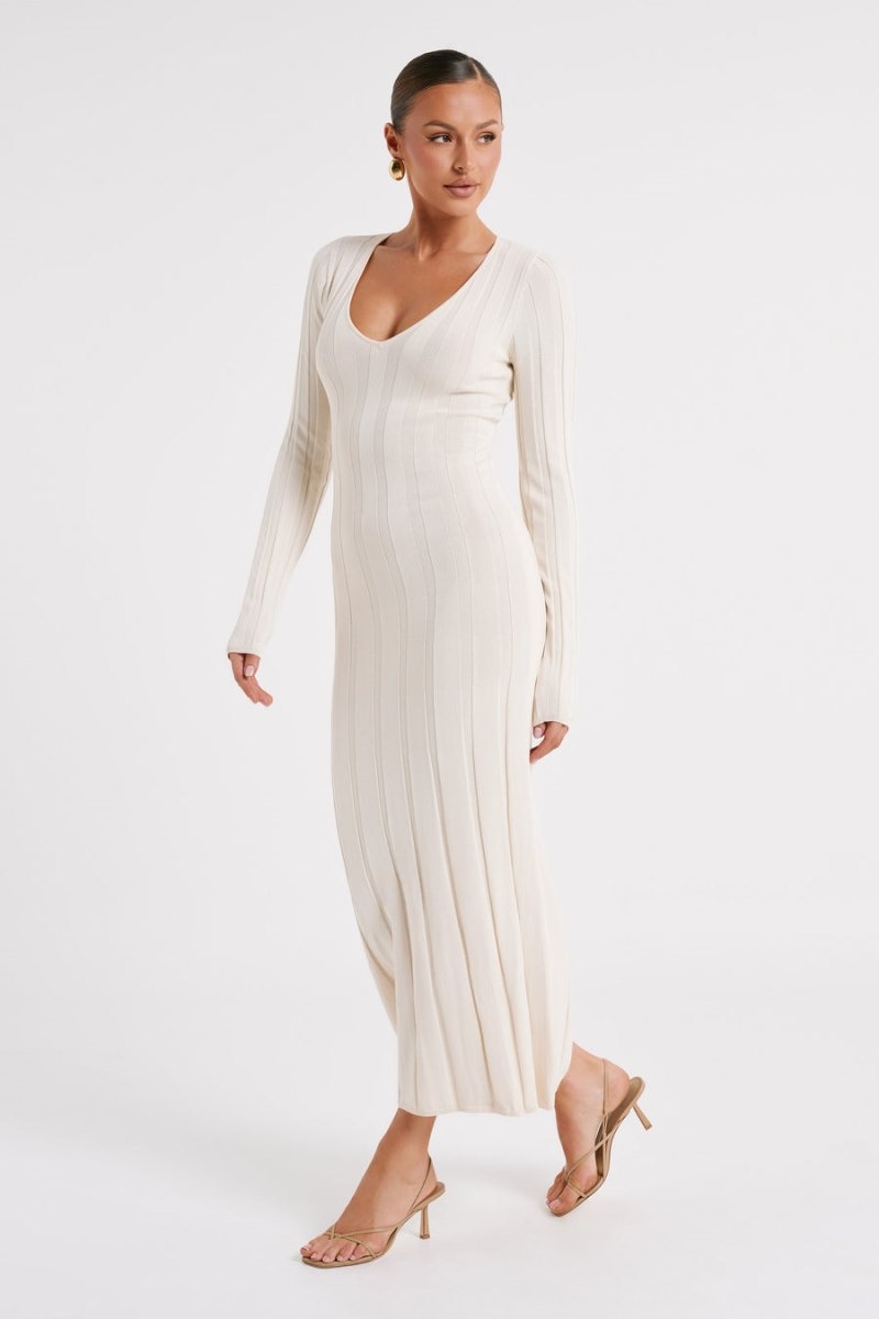 Women's Meshki Ciara Ribbed Maxi Dress White Australia | R9A-0013