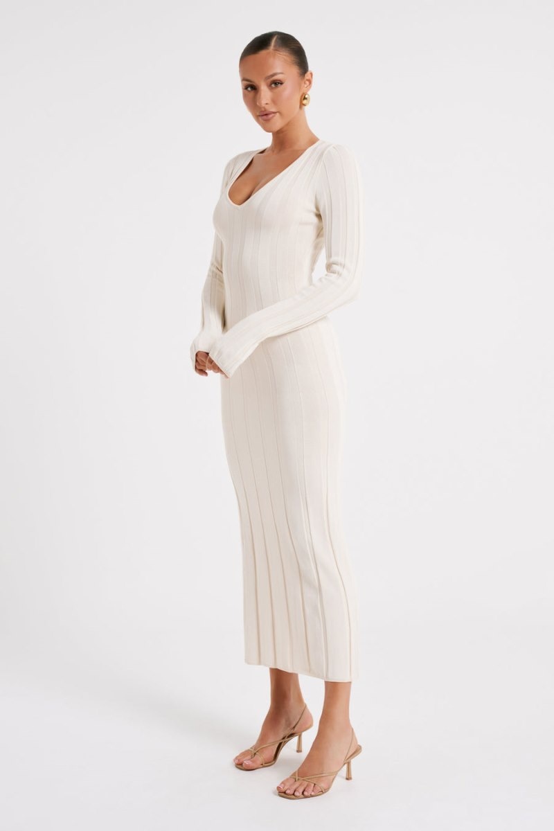 Women's Meshki Ciara Ribbed Maxi Dress White Australia | R9A-0013