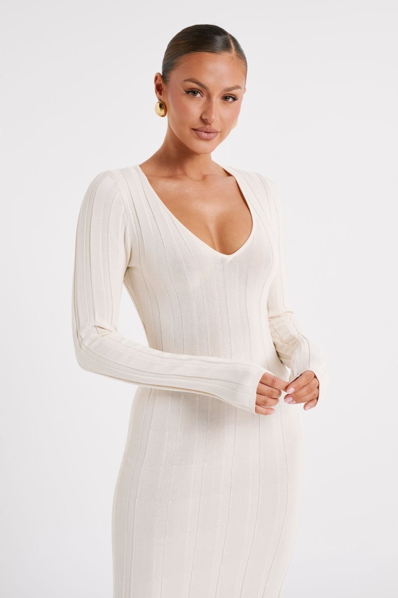 Women's Meshki Ciara Ribbed Maxi Dress White Australia | R9A-0013