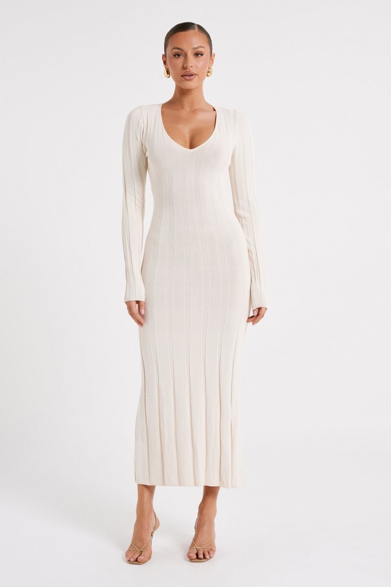 Women\'s Meshki Ciara Ribbed Maxi Dress White Australia | R9A-0013