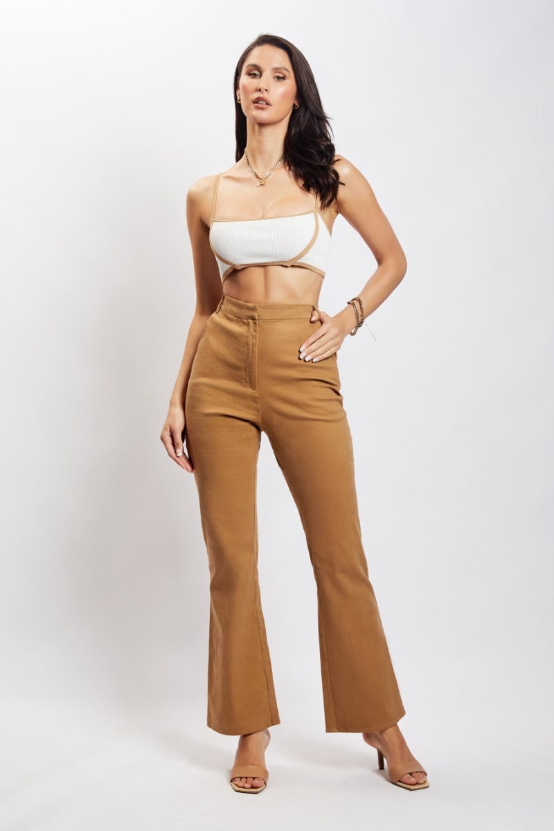 Women's Meshki Cindy Flare Pants Brown Australia | Y3P-3022