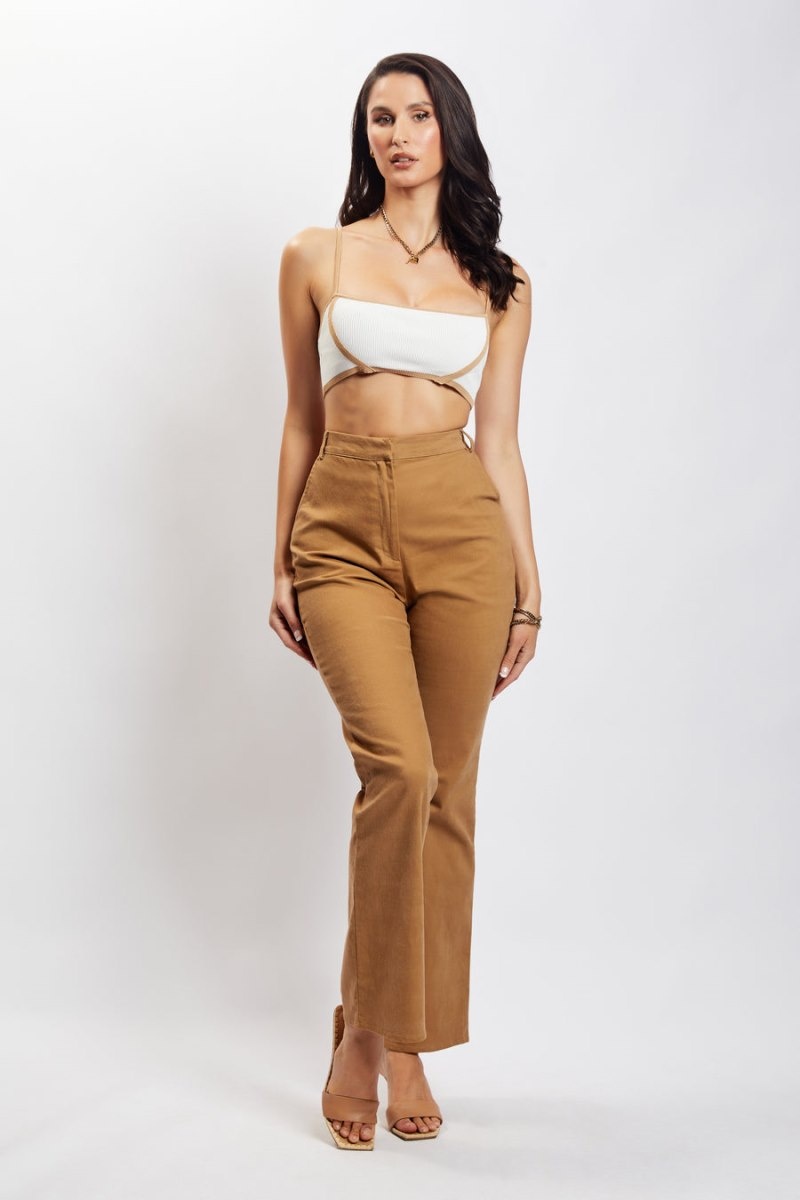 Women's Meshki Cindy Flare Pants Brown Australia | Y3P-3022