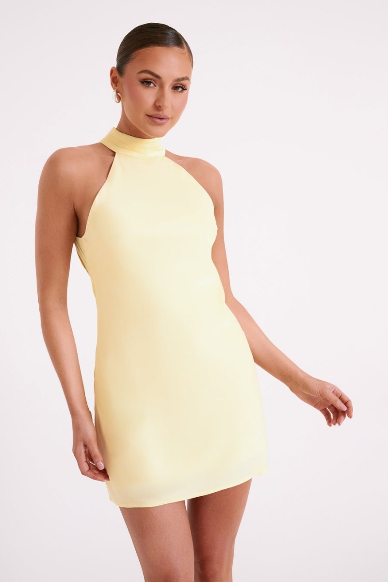 Women's Meshki Claire Matte A Line Mini Dress Light Yellow Australia | Q6R-4019